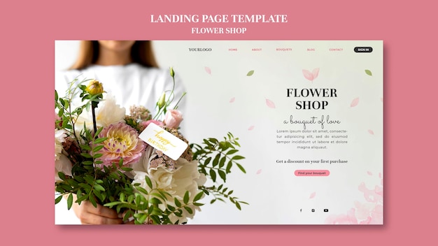 Free PSD flower shop landing page template