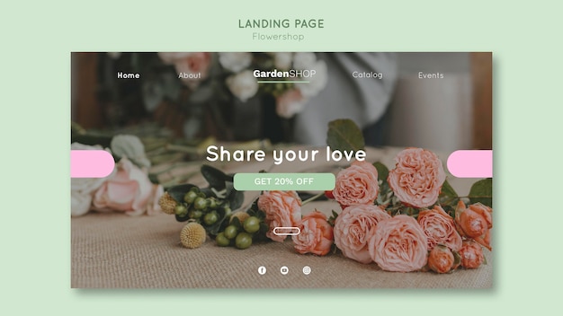 Free PSD flower shop landing page template