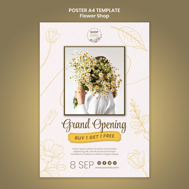 Free PSD flower shop opening poster template