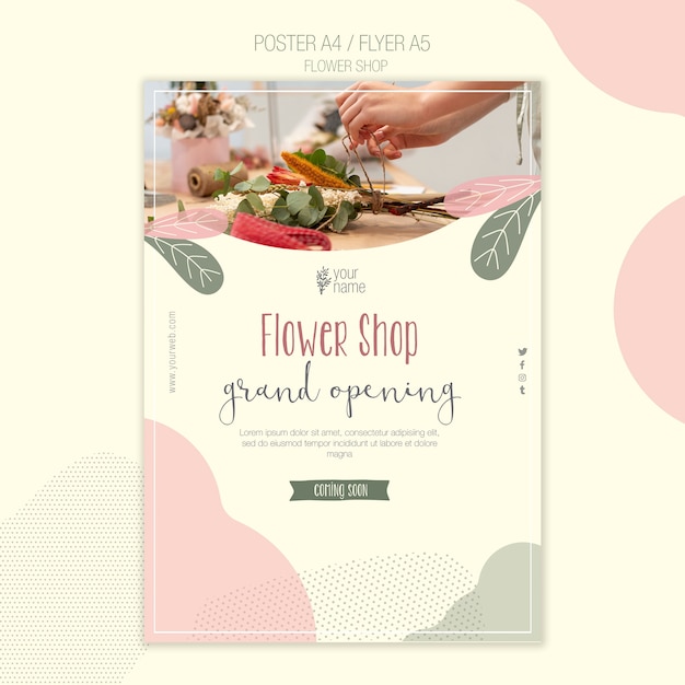 Free PSD flower shop poster template