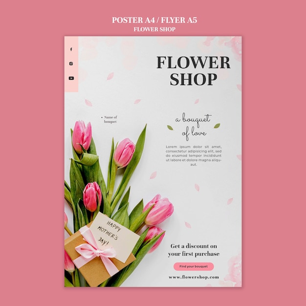 Free PSD flower shop print template