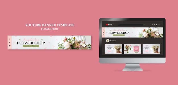 Flower shop youtube banner template