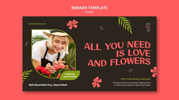 Free PSD flowers banner template design