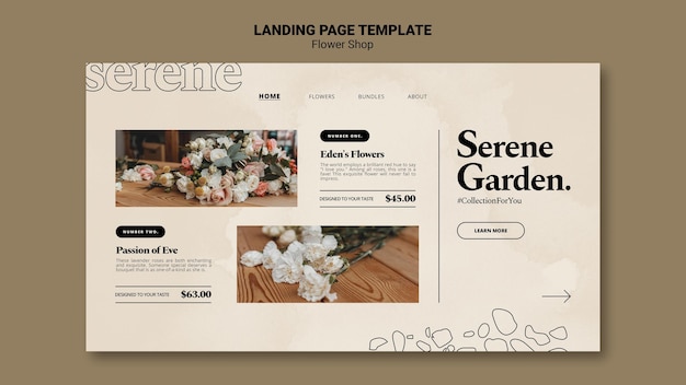 Free PSD flowershop landing page template