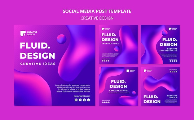 Free PSD fluid design instagram posts template