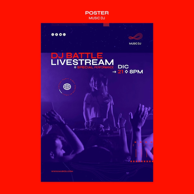 Free PSD flyer dj set livestream template