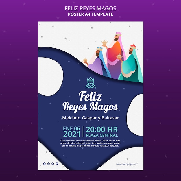 Free PSD flyer feliz reyes magos template