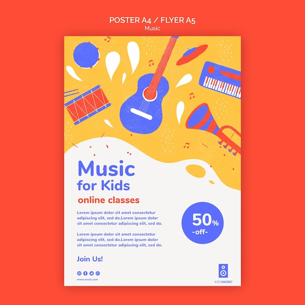 Free PSD flyer kids music platform template