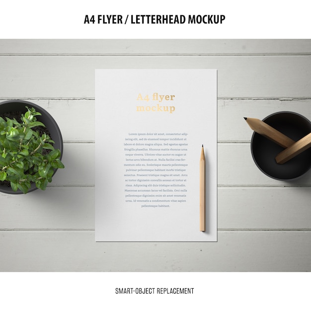 Free PSD flyer or letterhead mockup