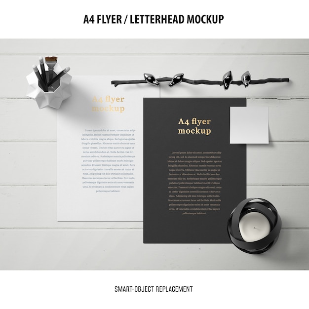 Free PSD flyer or letterhead mockup