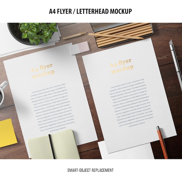 Free PSD flyer or letterhead mockup