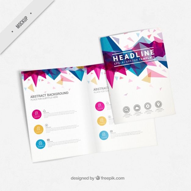 Free PSD flyer mockup with abstract shapes  