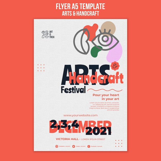 Flyer template for arts and crafts festival