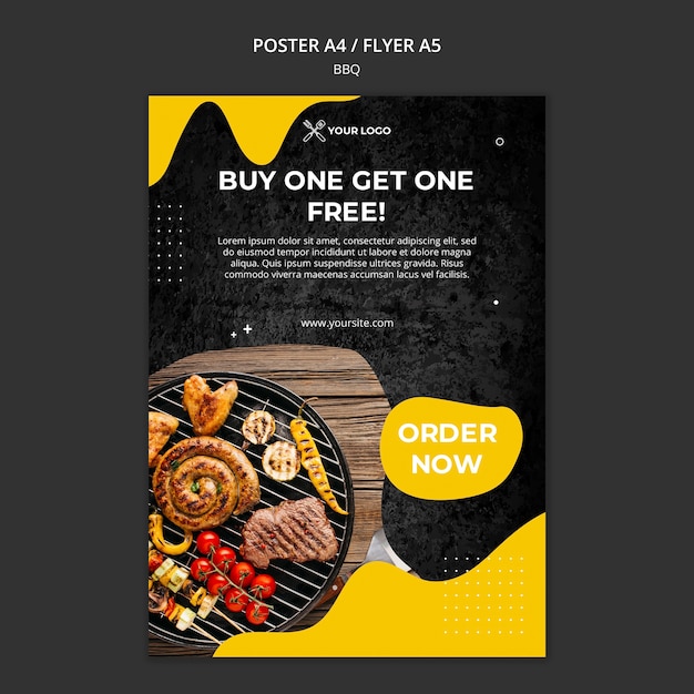 Free PSD flyer template for barbecue restaurant