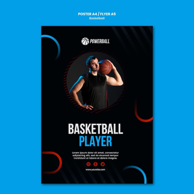 Free PSD flyer template for basketball game playing