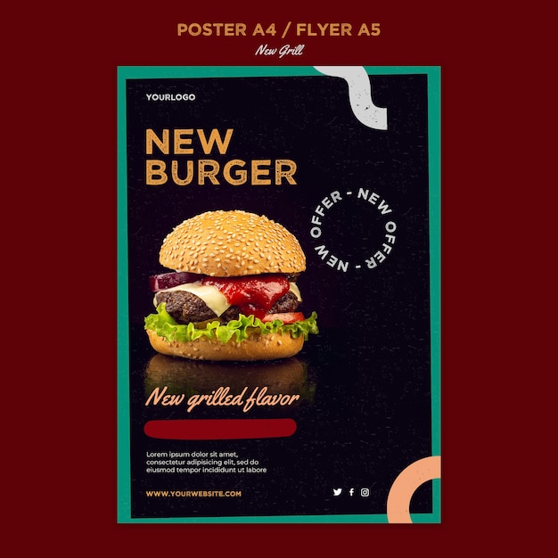 Free PSD flyer template for burger restaurant