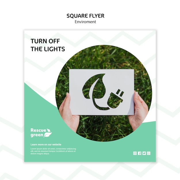 Free PSD flyer template concept with environment