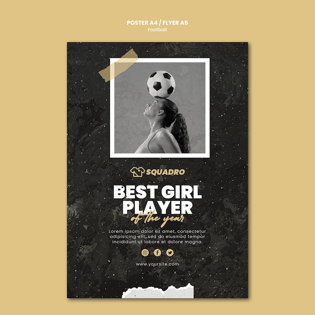 Free PSD flyer template for female football player