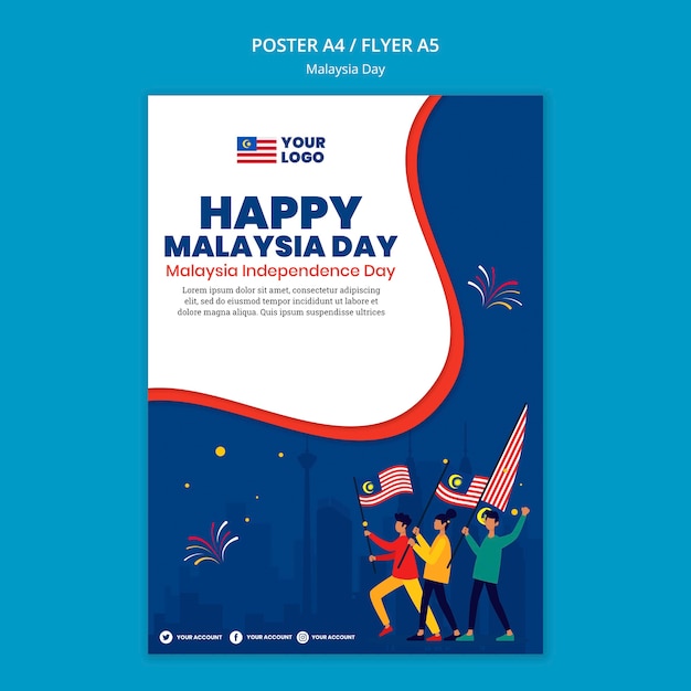 Free PSD flyer template for malaysia day anniversary celebration