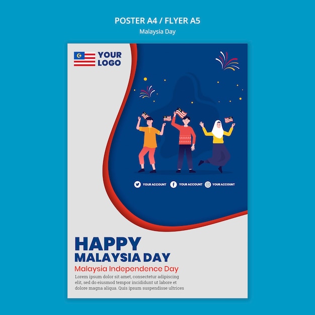 Free PSD flyer template for malaysia day anniversary celebration