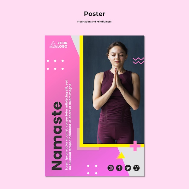 Free PSD flyer template for meditation and mindfulness