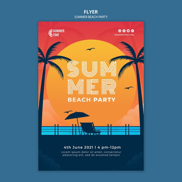 Free PSD flyer template for summer beach party