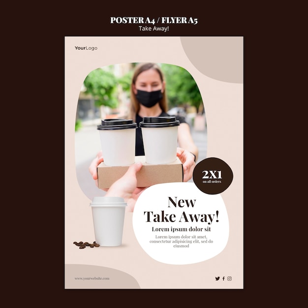 Free PSD flyer template for takeaway coffee