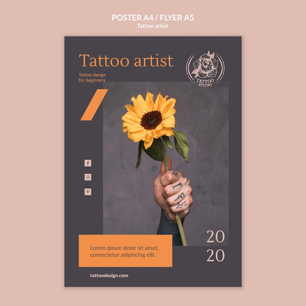 Free PSD flyer template for tattoo artist