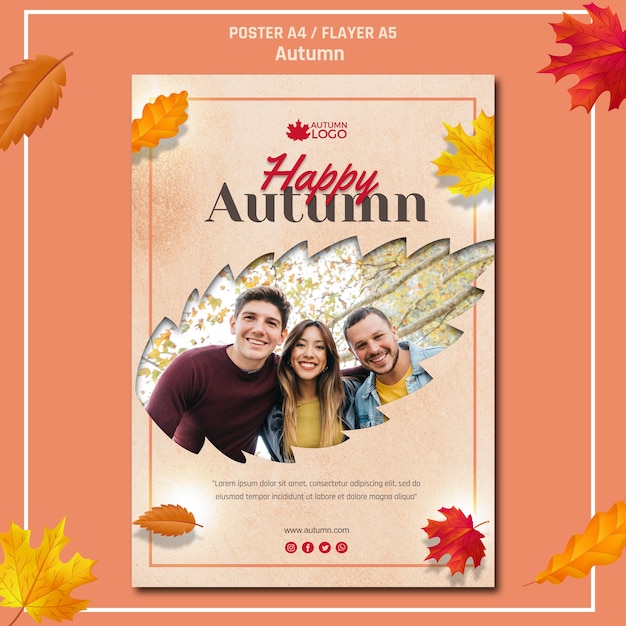 Flyer template for welcoming autumn season