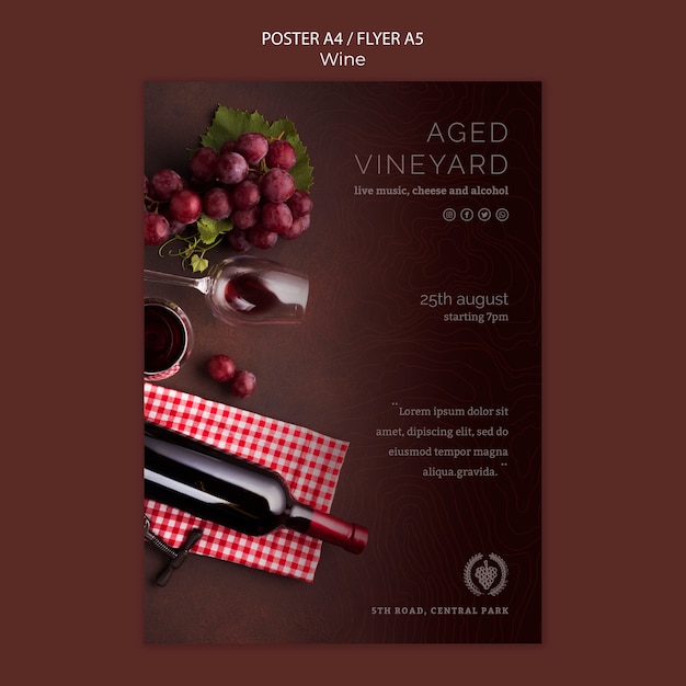 Free PSD flyer template for wine tasting