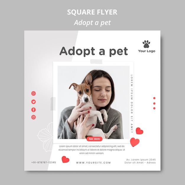 Flyer template with adopt pet