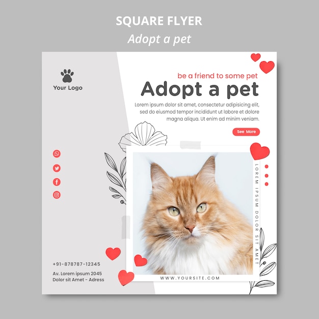 Free PSD flyer template with adopt pet