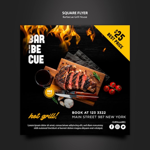 Flyer template with barbeque