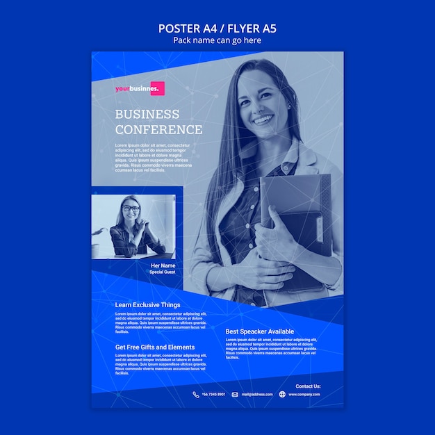 Free PSD flyer template with business woman