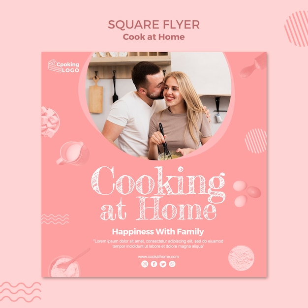 Free PSD flyer template with cooking at home theme