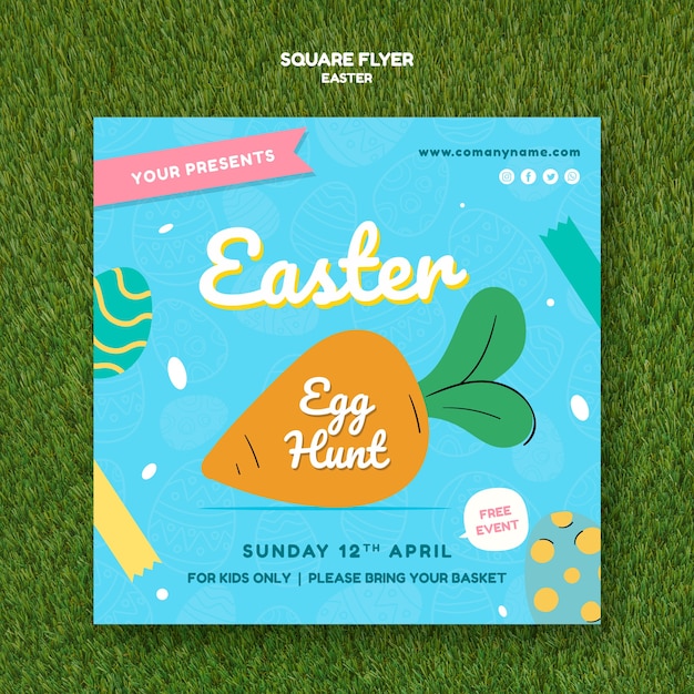 Free PSD flyer template with easter day concept