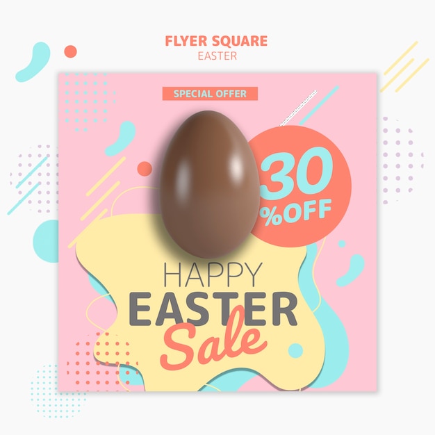 Free PSD flyer template with easter day sale concept