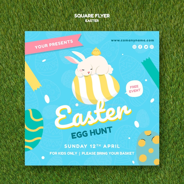 Free PSD flyer template with easter day