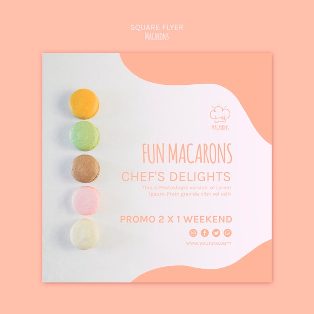 Free PSD flyer template with macarons design