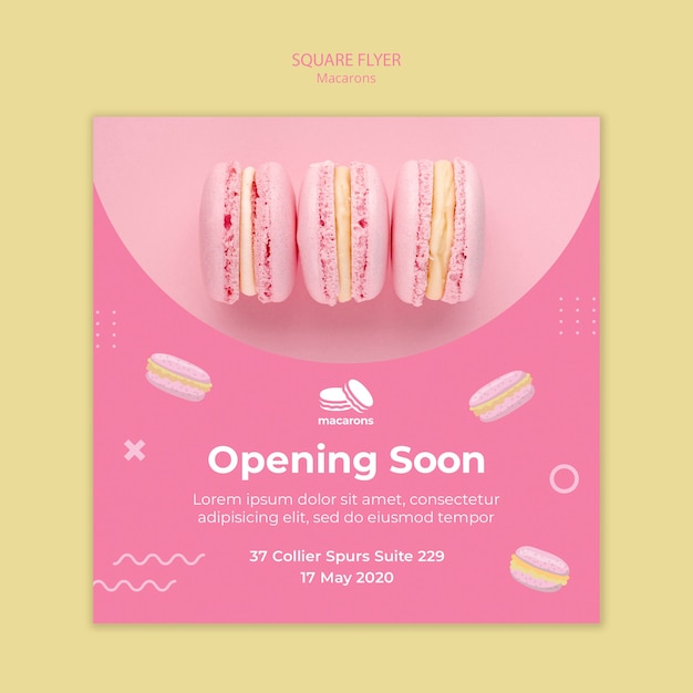 Free PSD flyer template with macarons