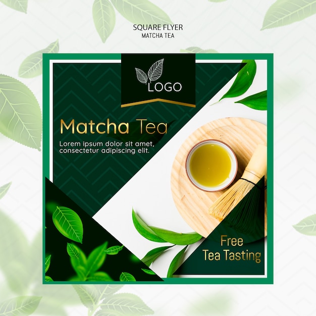 Flyer template with matcha tea