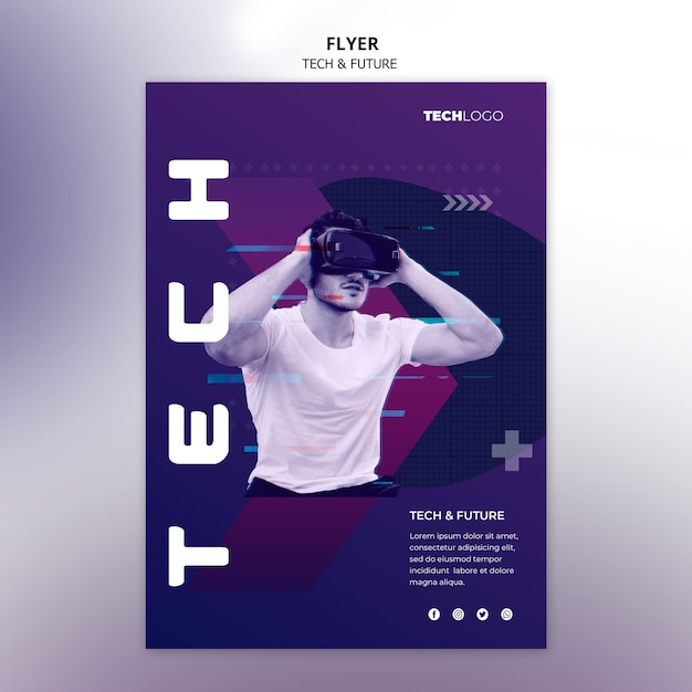 Free PSD flyer template with technology concept