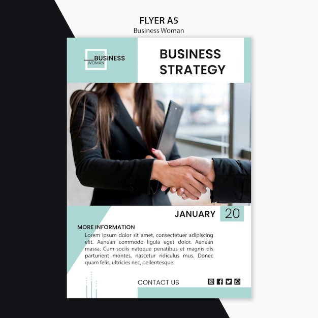 Free PSD flyer with business woman concept