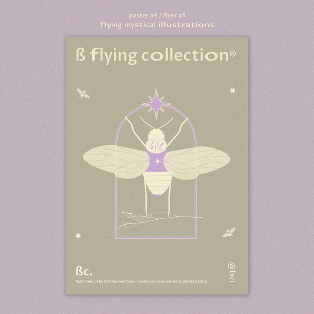 Free PSD flying mystical moth poster template