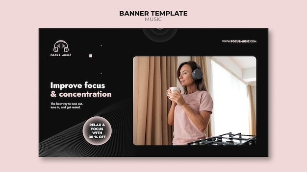 Free PSD focus music banner template