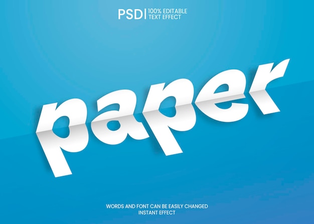 Folded white paper text effect on blue background