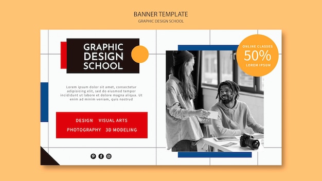 Free PSD follow graphic design course banner template