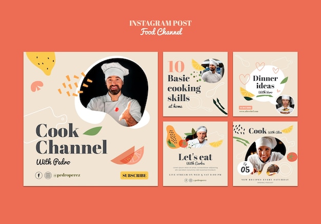 Free PSD food channel instagram posts