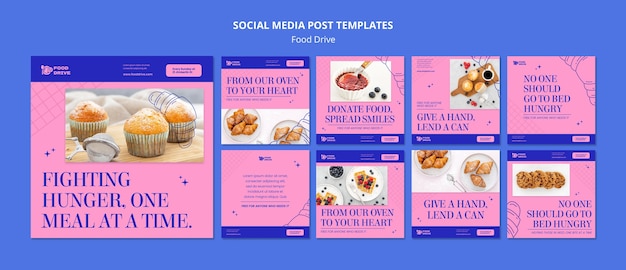 Food drive event instagram posts template