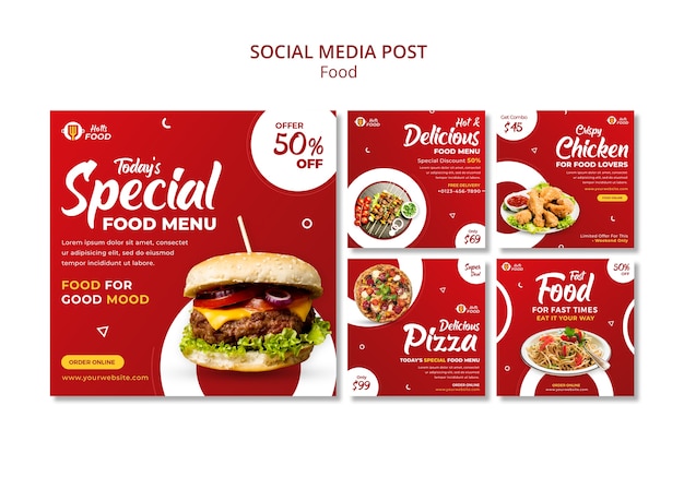 Free PSD food instagram posts design template